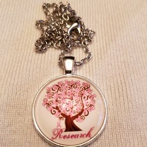 Breast Cancer round pendant necklace